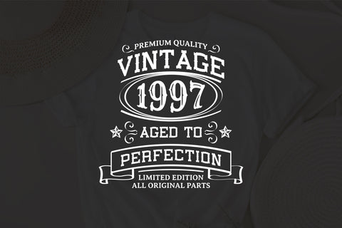 Vintage 1997 Svg, Vintage Birthday svg, limited edition svg, funny birthday SVG, 1997 aged to perfection svg, All Original Parts svg SVG Fauz 