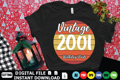 Vintage 2001 Birthday Parts SVG Shahin alam 