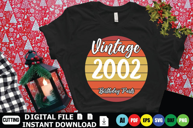 Vintage 2002 Birthday Parts SVG Shahin alam 