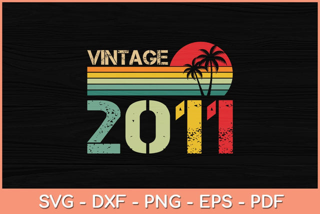 Vintage 2011 11th Birthday Gift Boys Girls Retro 11 Year Old Svg File SVG Helal 