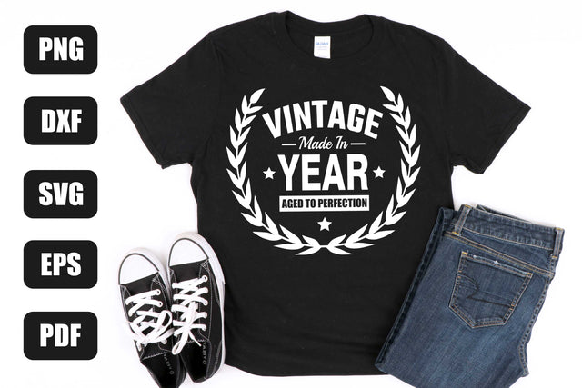 Vintage Aged To Perfection Birthday Design Svg Png Dxf SVG Litke Designs 