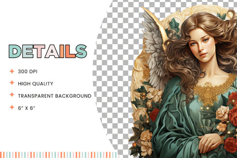 Vintage Angels Christmas Clipart Bundle, 20 Transparent PNG' Sublimation BijouBay 