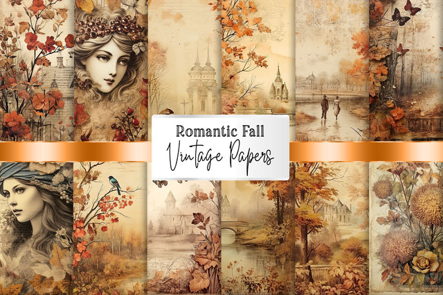 Vintage Autumn Scrapbooking Papers, Junk Journal Background Sublimation BijouBay 