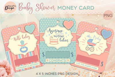 Vintage Baby Shower Money Card. Printable Baby Gift Card. PNG Sublimation Klava P 
