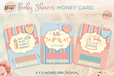 Vintage Baby Shower Money Card. Printable Baby Gift Card. PNG Sublimation Klava P 