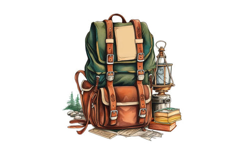 Vintage Backpack Sublimation Clipart Bundle Sublimation Regulrcrative 