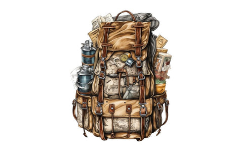 Vintage Backpack Sublimation Clipart Bundle Sublimation Regulrcrative 