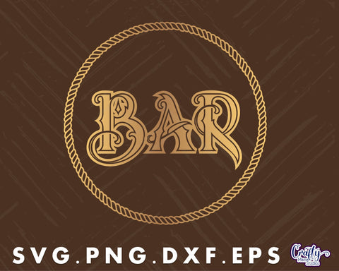 Vintage Bar Svg | Bar Sign | Bar Round Sign | Door Hanger SVG Crafty Mama Studios 