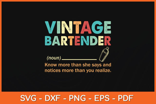 Vintage Bartender Noun Definition Fathers Day Svg Cutting File SVG Helal 