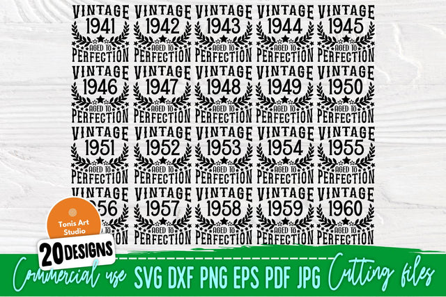 Vintage Birthday SVG, 1941-1960 Birthday Shirts SVG TonisArtStudio 