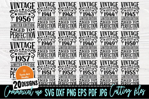 Vintage Birthday SVG, 1941-1960 Birthday Shirts SVG TonisArtStudio 