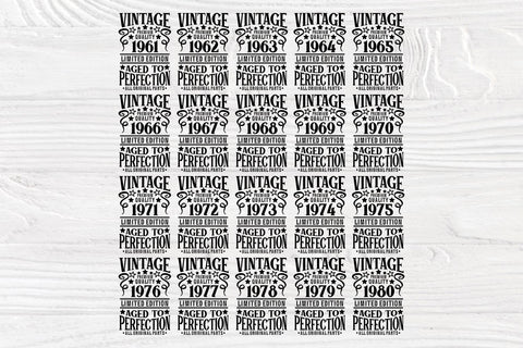 Vintage Birthday SVG, 1961-1980 Birthday Shirts SVG TonisArtStudio 
