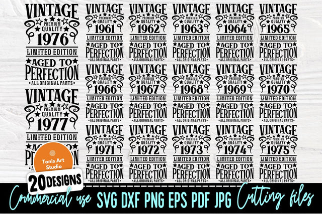 Vintage Birthday SVG, 1961-1980 Birthday Shirts SVG TonisArtStudio 