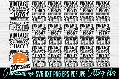 Vintage Birthday SVG, 1961-1980 Birthday Shirts SVG TonisArtStudio 