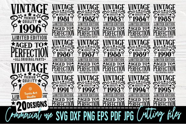 Vintage Birthday SVG, 1981-2000 Birthday Shirts SVG TonisArtStudio 