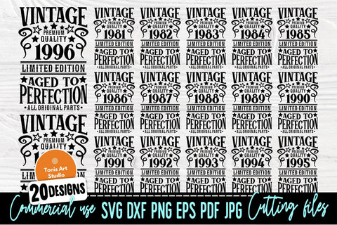 Vintage Birthday SVG, 1981-2000 Birthday Shirts SVG TonisArtStudio 