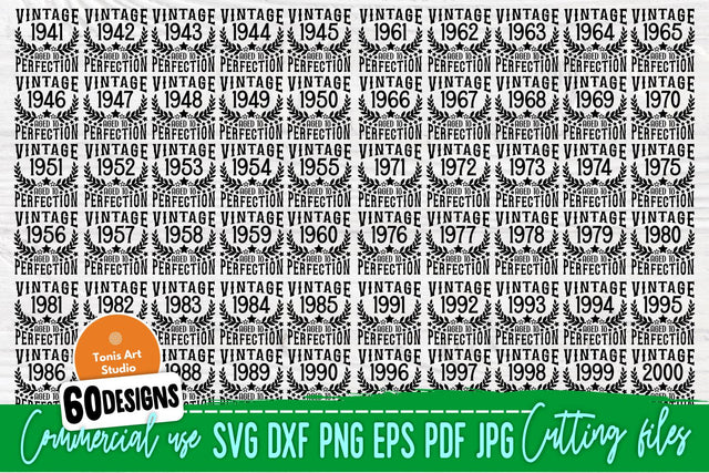 Vintage Birthday SVG, Aged to Perfection Svg, Png SVG TonisArtStudio 
