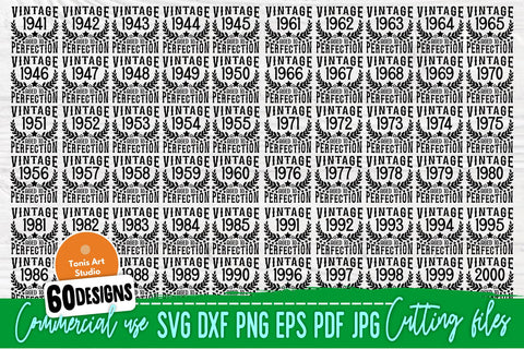 Vintage Birthday SVG, Aged to Perfection Svg, Png SVG TonisArtStudio 