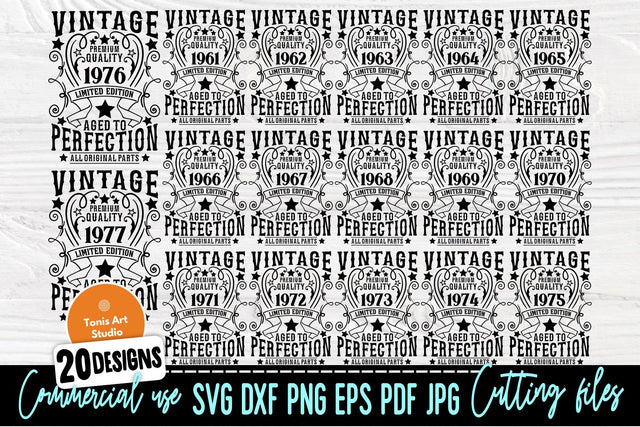 Vintage Birthday SVG Bundle, 1961-1980 Ages Svg SVG TonisArtStudio 