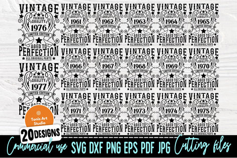 Vintage Birthday SVG Bundle, 1961-1980 Ages Svg SVG TonisArtStudio 