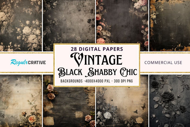 Vintage Black Shabby Chic bundle Sublimation Regulrcrative 