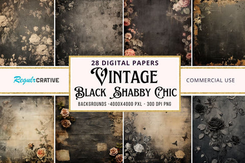 Vintage Black Shabby Chic bundle Sublimation Regulrcrative 