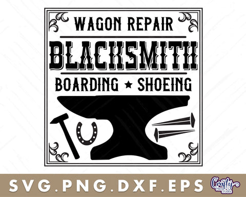 VIntage Blacksmith Sign | Western Svg | Wild West Sign SVG Crafty Mama Studios 