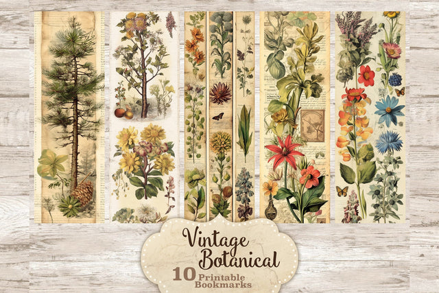 Vintage Botanical Printable Bookmarks | Plants Scrapbook SVG GlamArtZhanna 