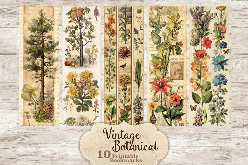 Vintage Botanical Printable Bookmarks | Plants Scrapbook SVG GlamArtZhanna 