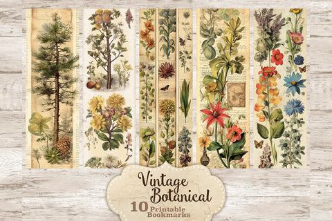 Vintage Botanical Printable Bookmarks | Plants Scrapbook SVG GlamArtZhanna 