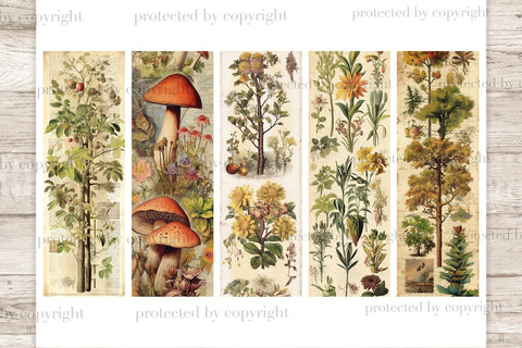 Vintage Botanical Printable Bookmarks | Plants Scrapbook SVG GlamArtZhanna 