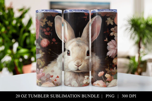 Vintage Bunny 20 oz Skinny Tumbler Sublimation PNG Sublimation BijouBay 