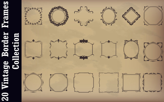 Vintage Calligraphic Borders Frames Collection SVG naemmiah021 