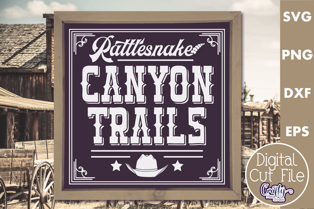 VIntage Canyon Trails Sign | Western Svg | Wild West Svg SVG Crafty Mama Studios 