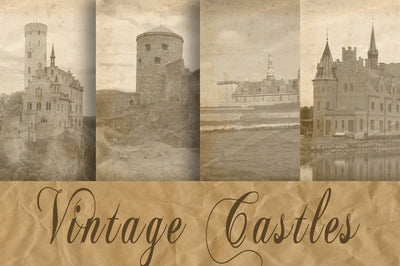 Vintage Castles Digital Paper Sublimation Old Market 