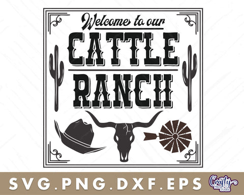 VIntage Cattle Ranch Sign | Western Svg | Wild West Sign SVG Crafty Mama Studios 