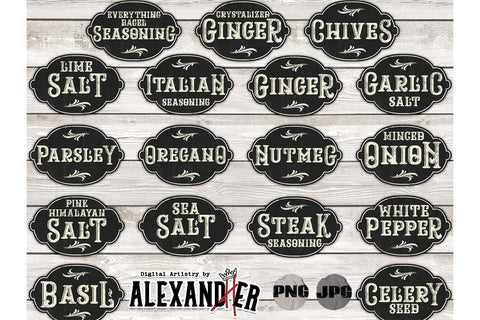 Vintage Chalkboard Spice Labels Sublimation AlexandHer Digital Art 
