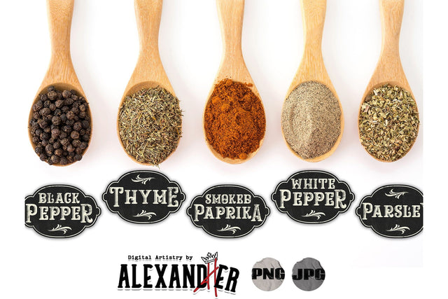 Vintage Chalkboard Spice Labels Sublimation AlexandHer Digital Art 
