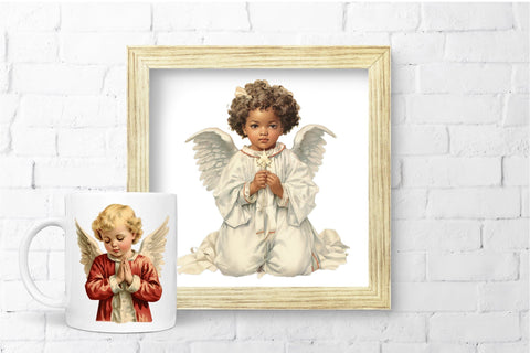 Vintage Christmas Angel Clipart Bundle, Sublimation Designs Sublimation OrangeBrushStudio 