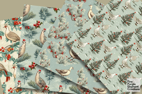 Vintage Christmas Birds | Holiday Pattern Digital Pattern Fine Purple Elephant Creations 