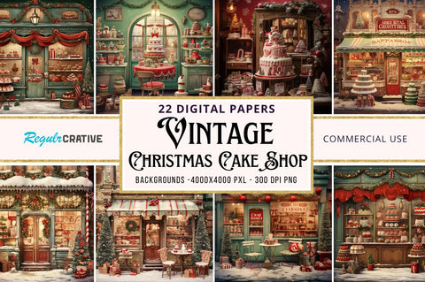 Vintage Christmas Cake bundle Sublimation Regulrcrative 
