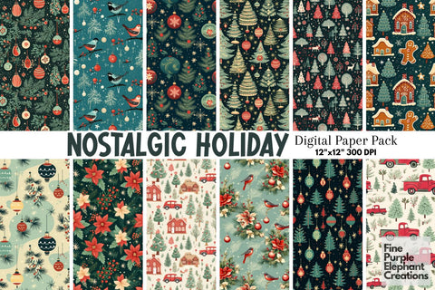 Vintage Christmas | Holiday Pattern Digital Pattern Fine Purple Elephant Creations 