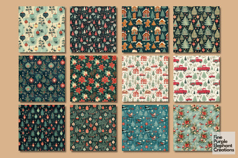 Vintage Christmas | Holiday Pattern Digital Pattern Fine Purple Elephant Creations 