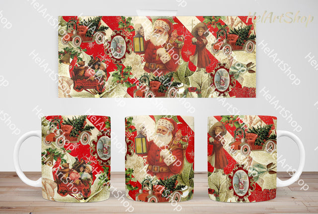 Vintage Christmas Mug PNG, 11Oz Mug Sublimation Sublimation _HelArtShop_ 
