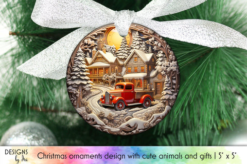 Vintage Christmas Ornaments Bundle Sublimation Designs by Ira 