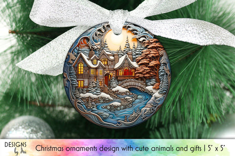 Vintage Christmas Ornaments Bundle Sublimation Designs by Ira 