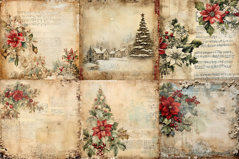 Vintage Christmas Papers, Junk Journal Scrapbooking Paper Sublimation BijouBay 