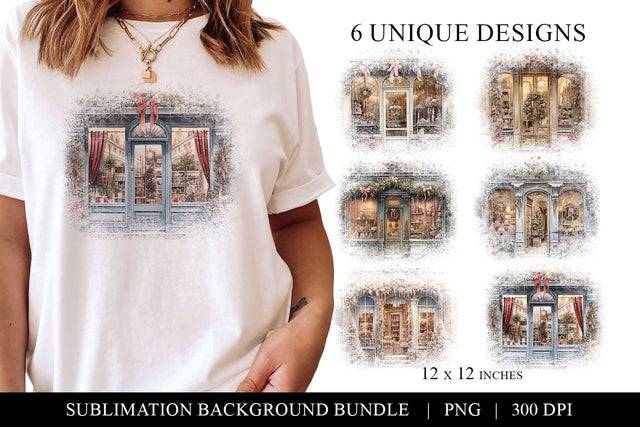 Vintage Christmas Shop Sublimation Background Designs Sublimation BijouBay 