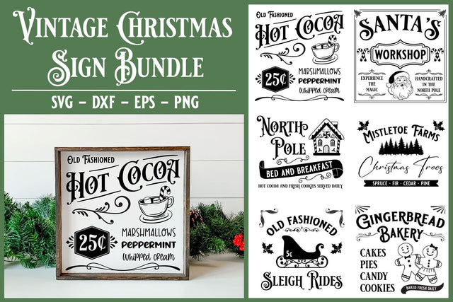 Vintage Christmas Sign Bundle | Christmas SVG Bundle SVG B Renee Design 