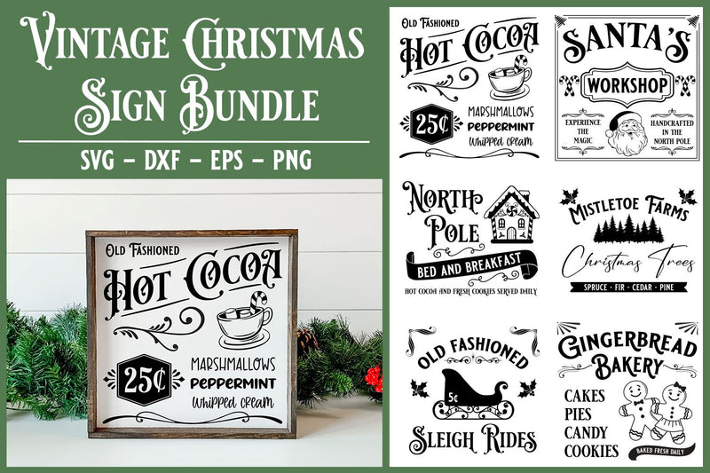Vintage Christmas Sign Bundle | Christmas SVG Bundle SVG B Renee Design 